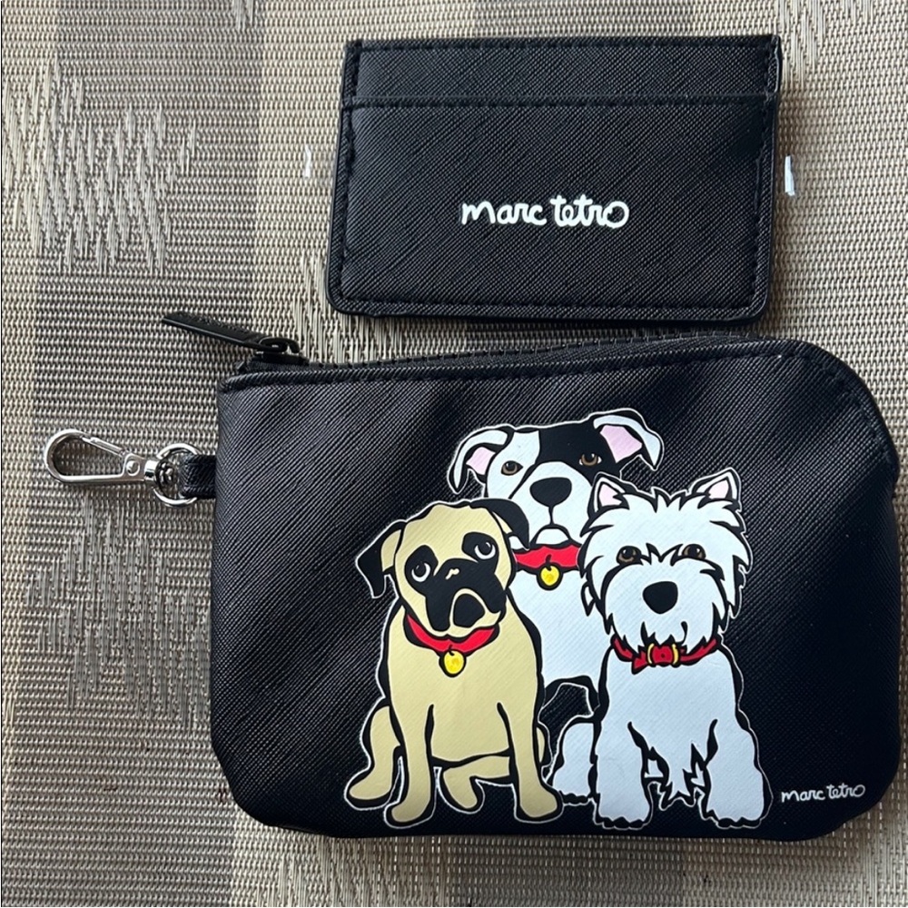 Marc Tetro Black Dog Coin Purse and Card Holder Set - NWOT